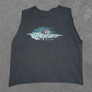 Thrashed Vintage 90s Harley Davidson Biker Shirt Sleeveless Pocket Tee Large